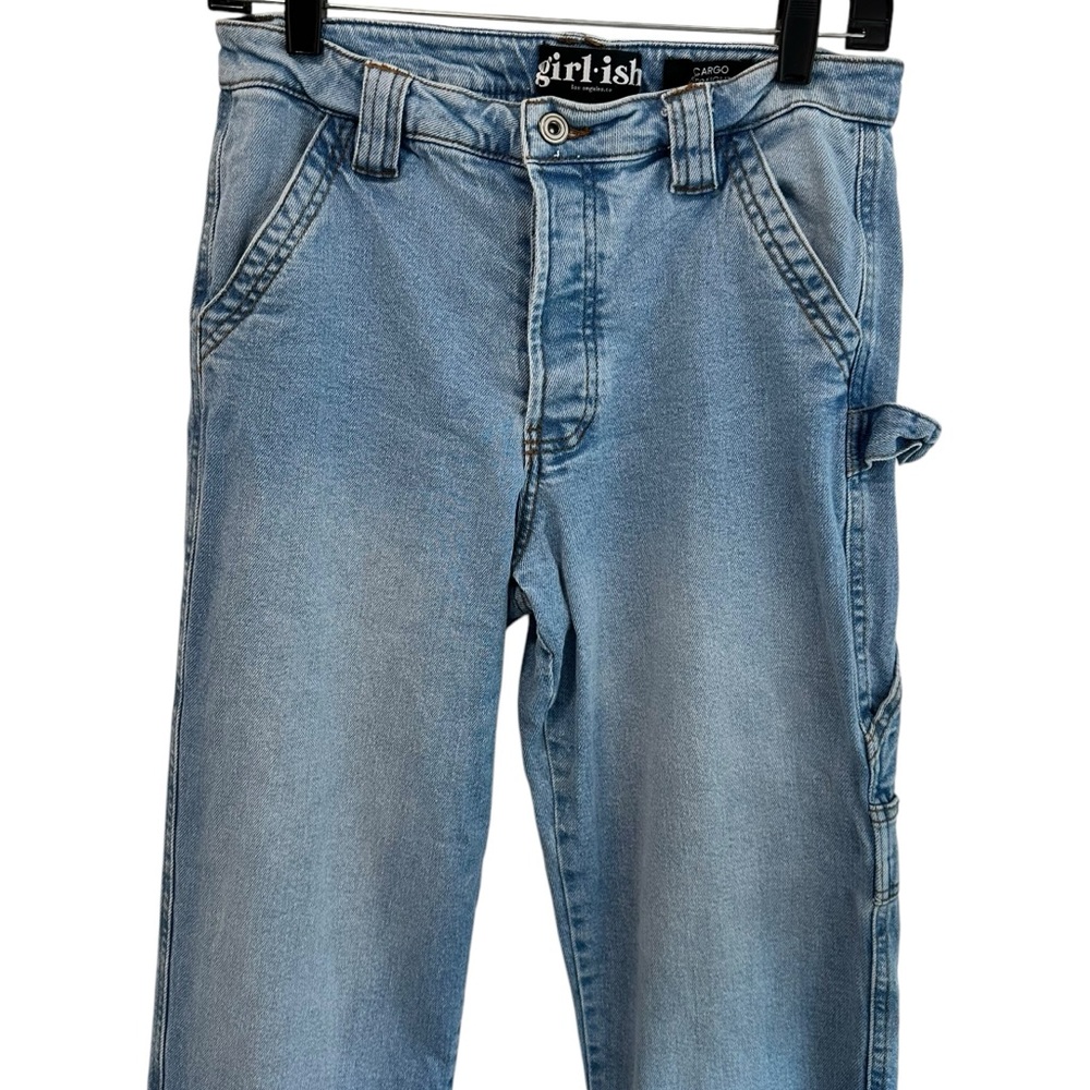 Girlish Carpenter‎ Jeans Light Wash Denim Utility Pockets, size 7/28